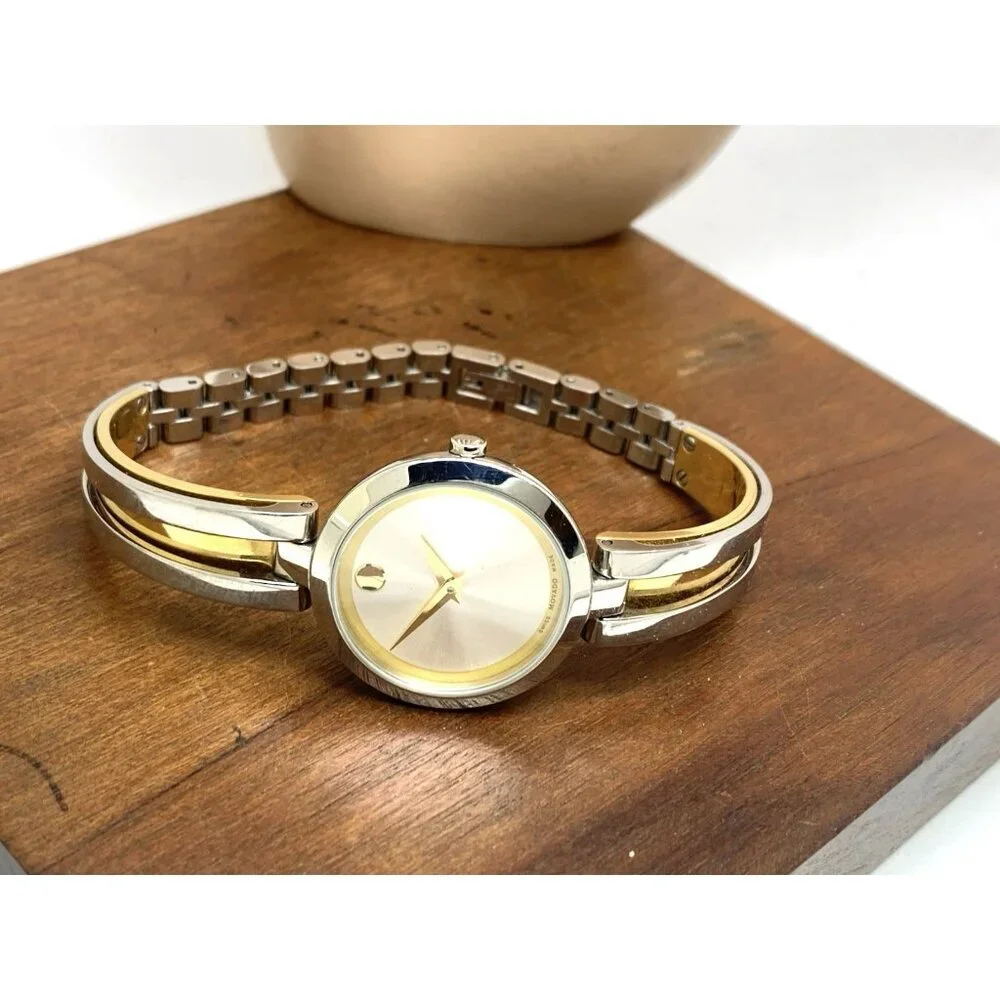 Movado Women's Watch 0607150 Aleena Swiss Quartz Petite 27mm Two Tone Bangle